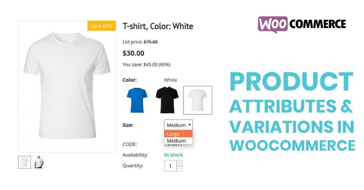 product variations and attributes in woocommerce